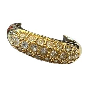 Vintage Avon Gold Tone 3 Row Rhinestone Crystals Pave Ring Size 9.75 Glam Formal